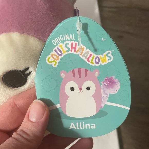 NWT Allina Pink Squirrel 8” Squishmallow Toy w/Fluffy Tail - Picture 4 of 4